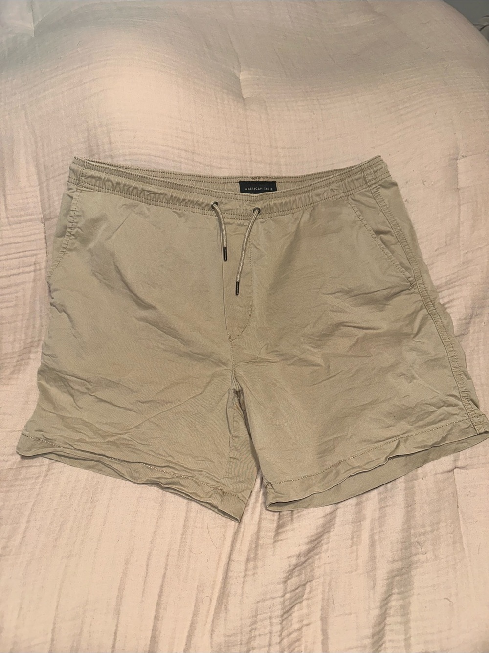 Khaki Drawstring Casual Shorts